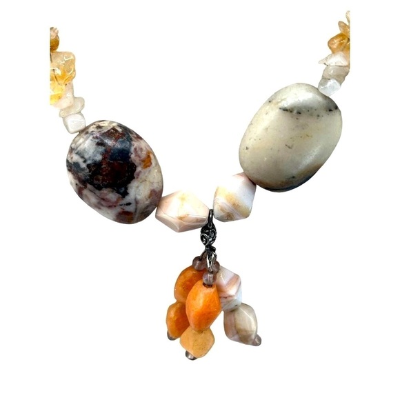Vintage Citrine & Agate Stone Necklace And Bracelet Set - Picture 7 of 12